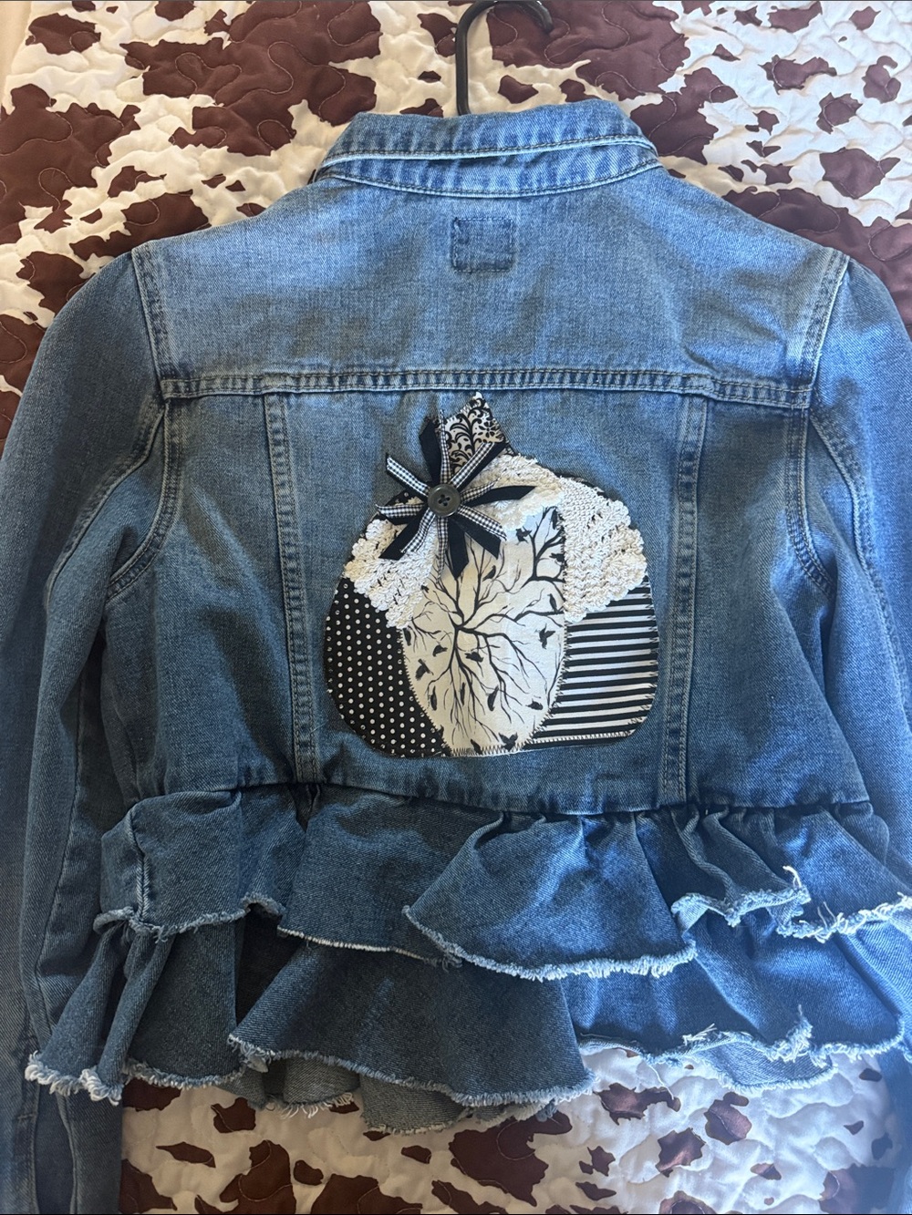 Boom Boom Jeans Womens Light Blue Denim Jacket with Black & White Patch